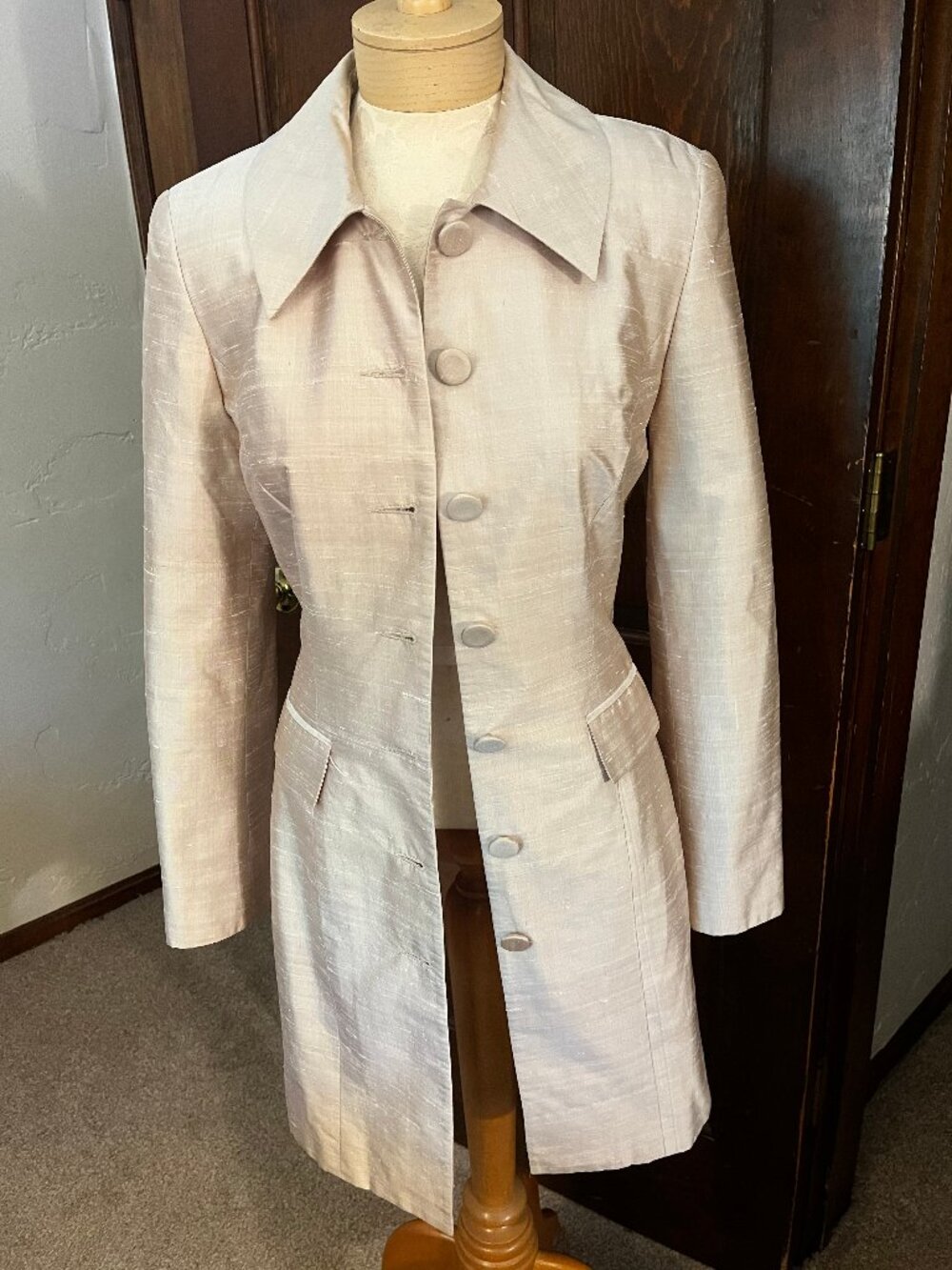 BCBG Max Azria 100% Silk Long Duster Coat Jacket